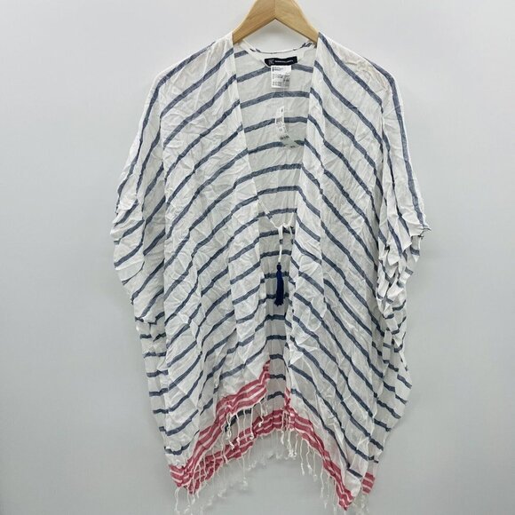 INC International Concepts Womens One Size Striped Tie Topper Cover Up White 767 - Picture 2 of 7